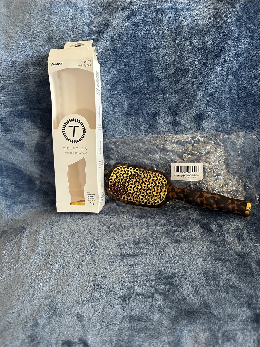 Teleties Gold & Brown Tortoise Vent Brush – Women Hair Styling